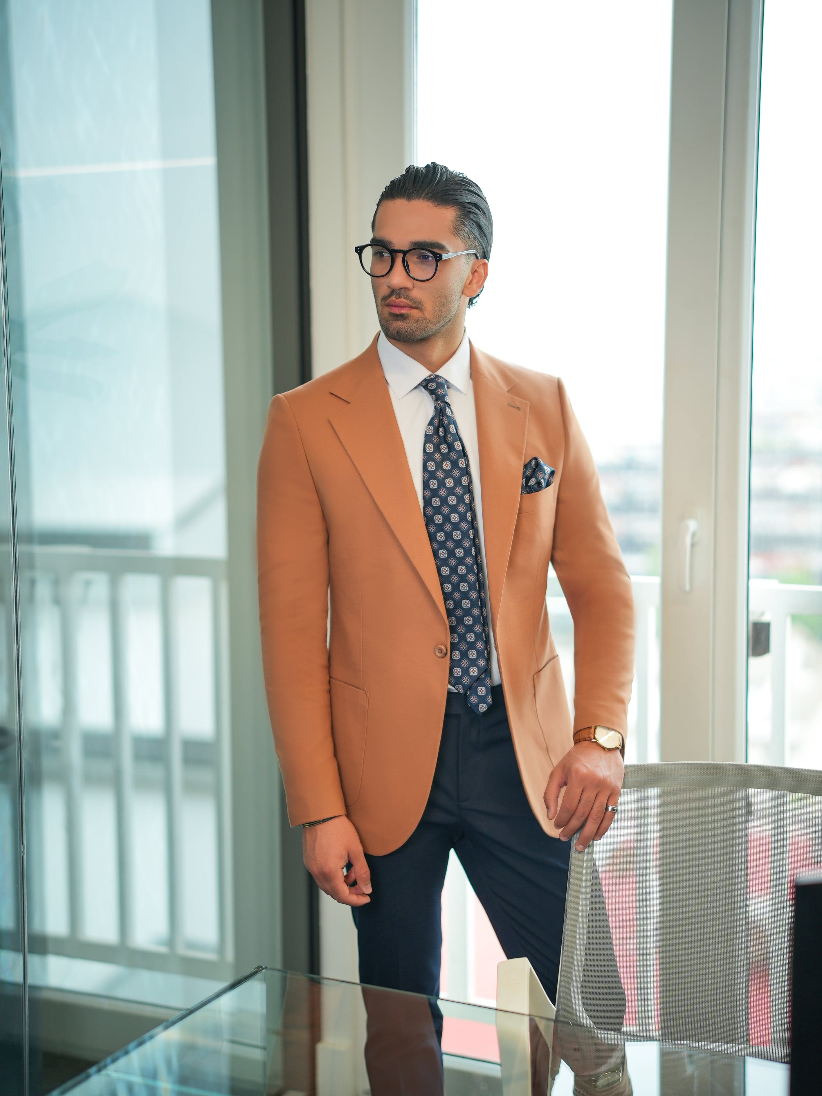 Formal three-piece ensemble with a modern silhouette